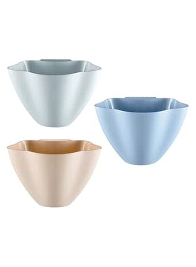 Wall Mounted Plastic Trash Bin Set 3Pcs Nordic Blue Pink Gray Kitchen Cabinet Door Waste Sorting Container - Image 1