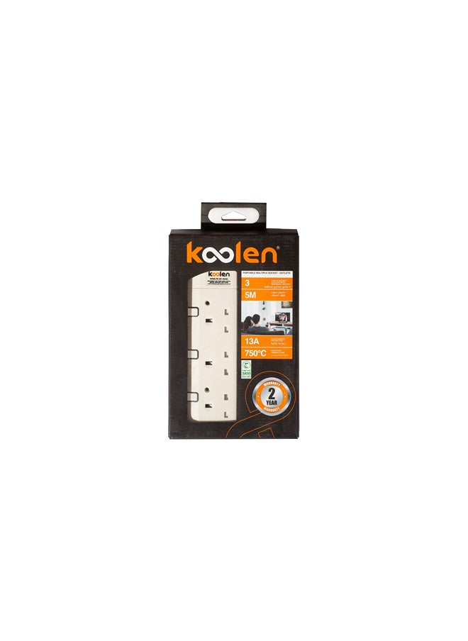 KOOLEN كولين توصيلة كهرباء 3 مخارج 5 متر ابيض  - Image 4