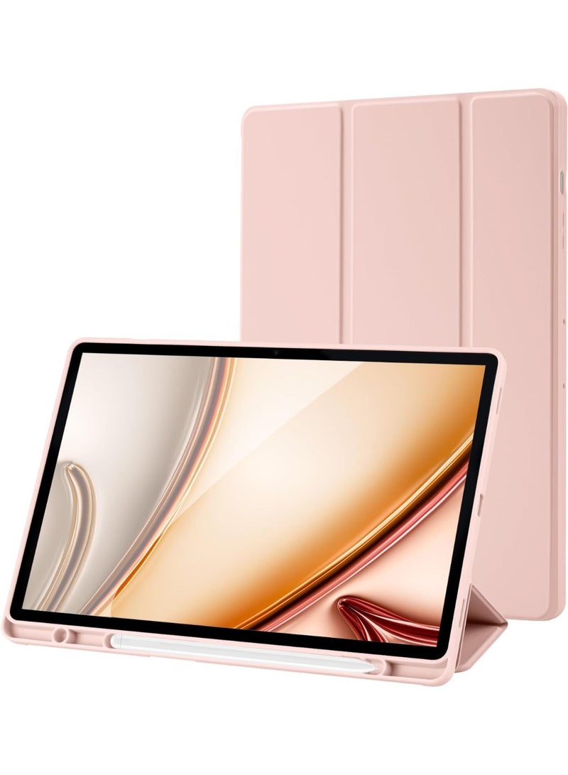 MIGOFAST Samsung Galaxy Tab S11 11-inch (2025) SM-X730/X736B Tablet Case with Auto Wake/Sleep, Tri-fold Leather Soft TPU Honeycomb Texture Back Cover with Pen Holder Pink - Image 1