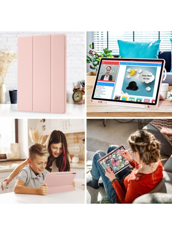 MIGOFAST Samsung Galaxy Tab S11 11-inch (2025) SM-X730/X736B Tablet Case with Auto Wake/Sleep, Tri-fold Leather Soft TPU Honeycomb Texture Back Cover with Pen Holder Pink - Image 5