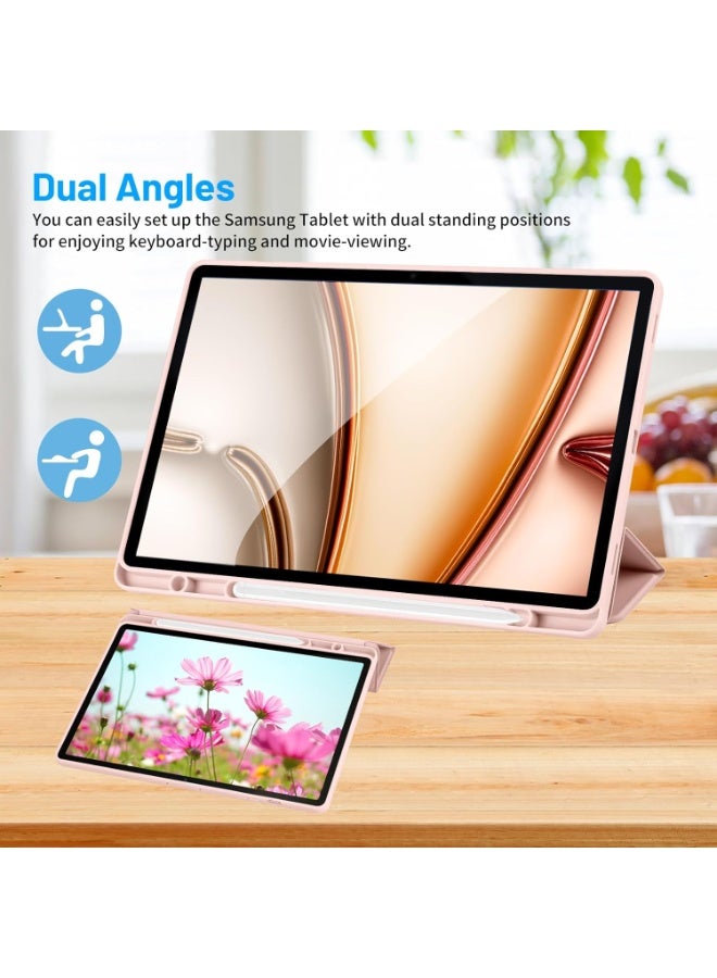 MIGOFAST Samsung Galaxy Tab S11 11-inch (2025) SM-X730/X736B Tablet Case with Auto Wake/Sleep, Tri-fold Leather Soft TPU Honeycomb Texture Back Cover with Pen Holder Pink - Image 4