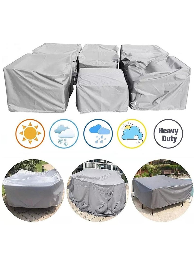 HomarKet Patio Furniture Covers, Outdoor Furniture Cover Waterproof, General Purpose, Outside Table and Chair Covers, Heavy Duty 210D 315x160x74cm, Grey  - Image 5