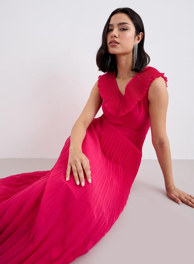 ستايلي فستان ماكسي بلا أكمام مطوي ستايلي - Image 5