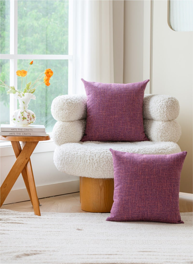 لحظة مجموعة من 2 غطاء وسادة زخرفي من الكتان بلون بنفسجي مقاس 45 ×45 سم، أغطية وسادة مزخرفة للمزرعة مع تقاطع لأريكة السرير وغرفة المعيشة والديكور المنزلي - Image 5