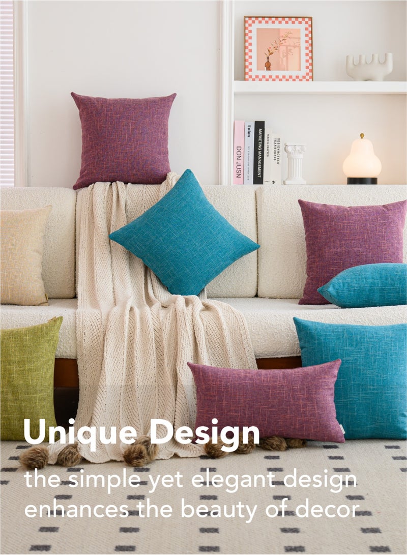 لحظة مجموعة من 2 غطاء وسادة زخرفي من الكتان بلون بنفسجي مقاس 45 ×45 سم، أغطية وسادة مزخرفة للمزرعة مع تقاطع لأريكة السرير وغرفة المعيشة والديكور المنزلي - Image 4