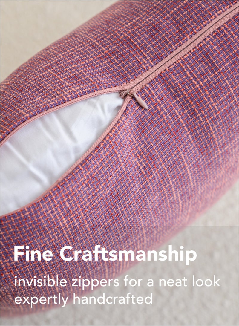 لحظة مجموعة من 2 غطاء وسادة زخرفي من الكتان بلون بنفسجي مقاس 45 ×45 سم، أغطية وسادة مزخرفة للمزرعة مع تقاطع لأريكة السرير وغرفة المعيشة والديكور المنزلي - Image 3