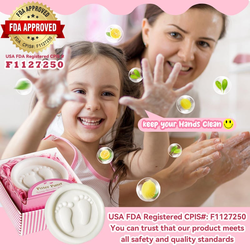 AIXIANG Baby Shower Favors Soaps Handmade Pink Gift Boxed Little Baby-feet Scented Soap Favors for Baby Girl Baby Shower Favors and Decorations (12 Pack, Baby Girls Baby Shower Favors) - Image 2