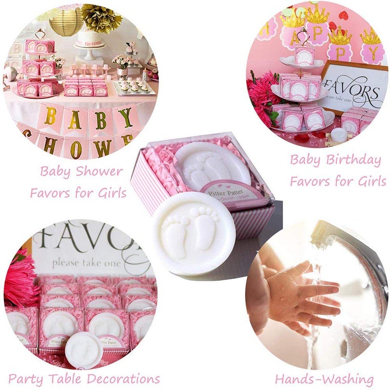 AIXIANG Baby Shower Favors Soaps Handmade Pink Gift Boxed Little Baby-feet Scented Soap Favors for Baby Girl Baby Shower Favors and Decorations (12 Pack, Baby Girls Baby Shower Favors) - Image 5