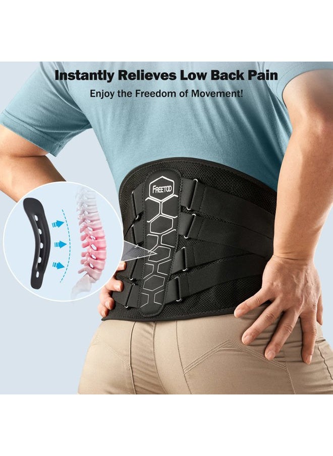 FREETOO Back Brace for Lower Back Pain Relief with Pulley System,Lumbar Support Belt for Men & Women with Lumbar Pad, Ergonomic Design and Soft Breathable 3D Knit Material,for Herniated Disc,Sciatica  - Image 3