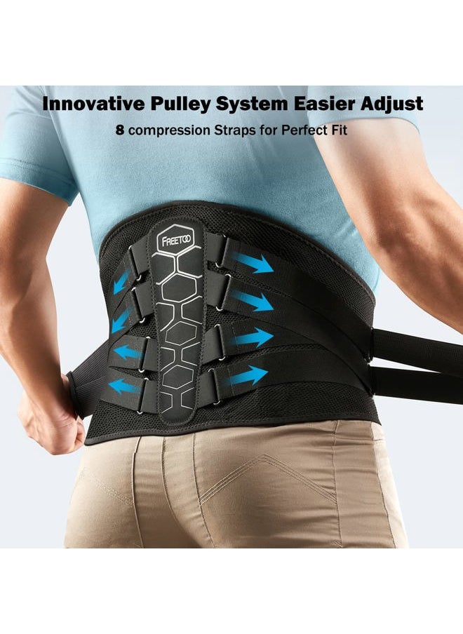 FREETOO Back Brace for Lower Back Pain Relief with Pulley System,Lumbar Support Belt for Men & Women with Lumbar Pad, Ergonomic Design and Soft Breathable 3D Knit Material,for Herniated Disc,Sciatica  - Image 5