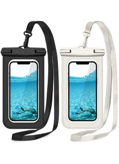AUTOYSUR Universal Floating Waterproof Pouch[2 Pack],Underwater Dry Bag for iPhone 15 14 13 12 11 Pro Max XS XR X,Galaxy S24 S23 S22 S21 S20 Ultra,Pixel 8a 7a 7 6 6a,Float Case Vacation Essentials,Black+White  - Image 1