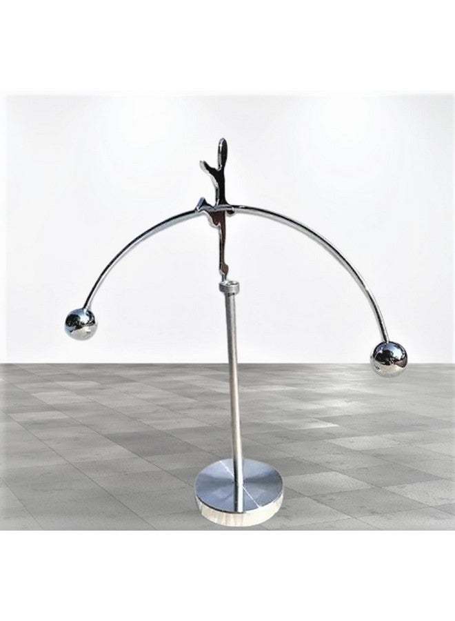 Lilone Mini Steel Balance Toy Weightlifter Kinetic Art Balance Decompressive Science Psychology Toy Ideal Home And Office Desk Decor (Silver) - 5 Years And Up - Image 1