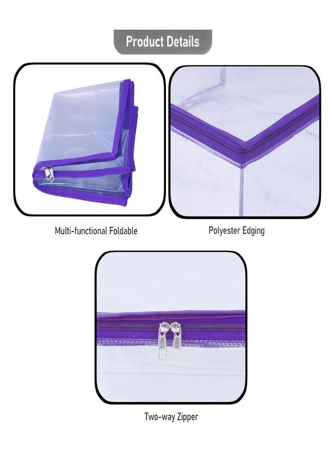 ABBASI Saree Cover Storage Bag Big for Clothes with Zip Organizer for Wardrobe, transparent Large Design Boxes (Blue, Pack of 6) - Image 3