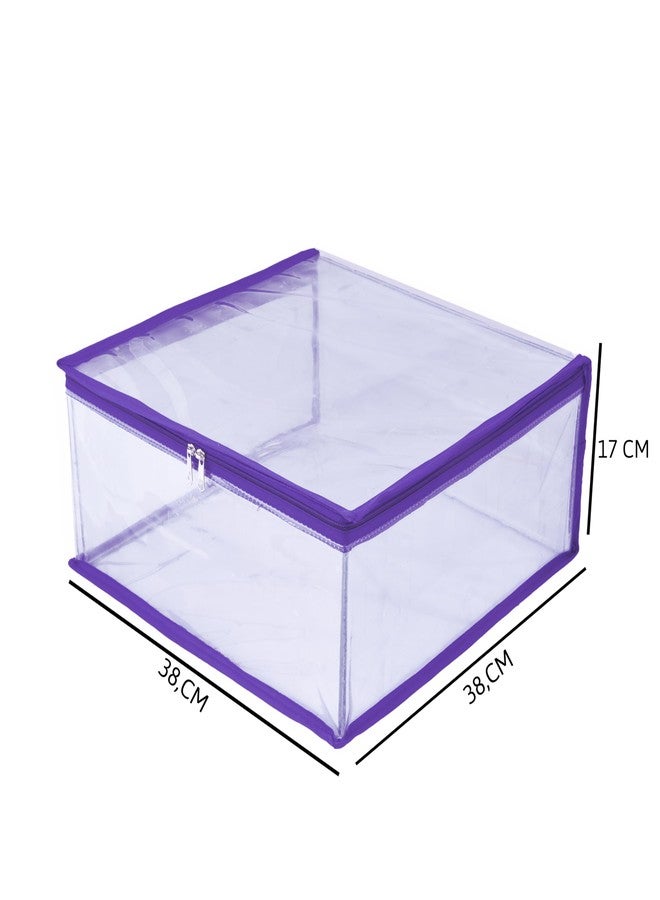 ABBASI Saree Cover Storage Bag Big for Clothes with Zip Organizer for Wardrobe, transparent Large Design Boxes (Blue, Pack of 6) - Image 2