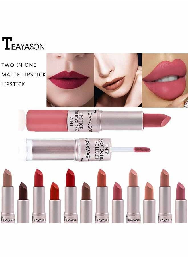 TEAYASON - lipstick Double Head Non Stick Cup Fog Face Lip Gloss Two In One Paste Non Fading Stick Cup Lipstick  (08#) - Image 1