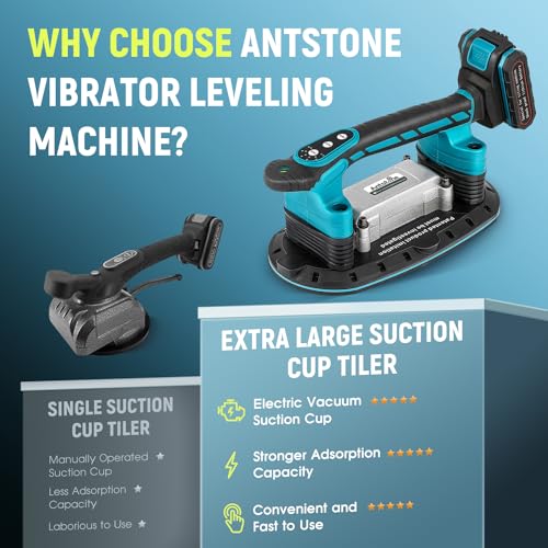Antstone أداة اهتزاز بلاط أنستون 283 مم كوب شفط 400 كجم امتصاص آلة تثبيت البلاط المحمولة أداة اهتزاز البلاط لتسوية البلاط بحد أقصى 28000 دورة في الدقيقة 6 سرعات 12500 مللي أمبير - Image 2