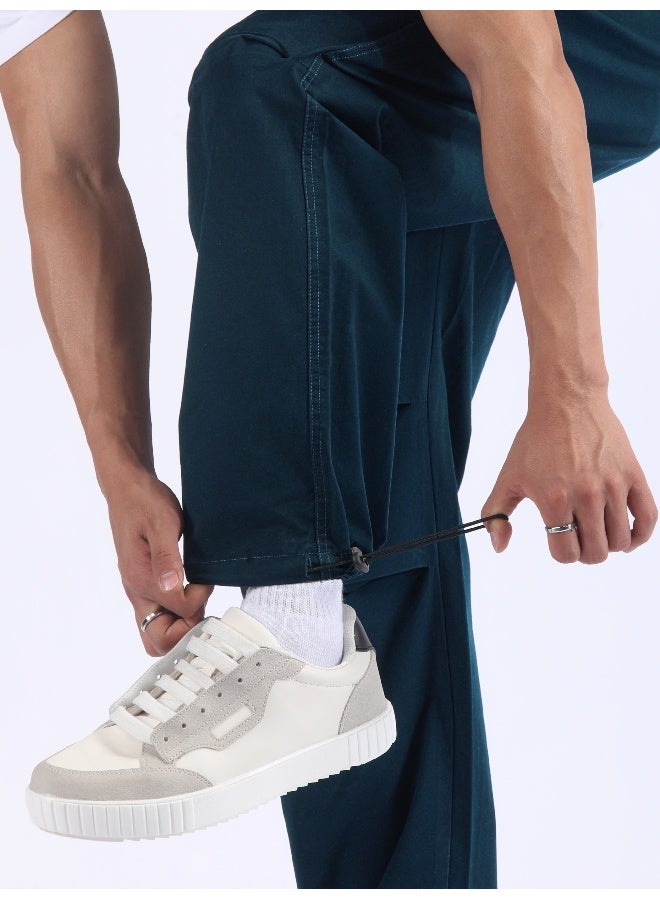 Beyoung Dark Blue Double Pleated Cargo Joggers - Image 4