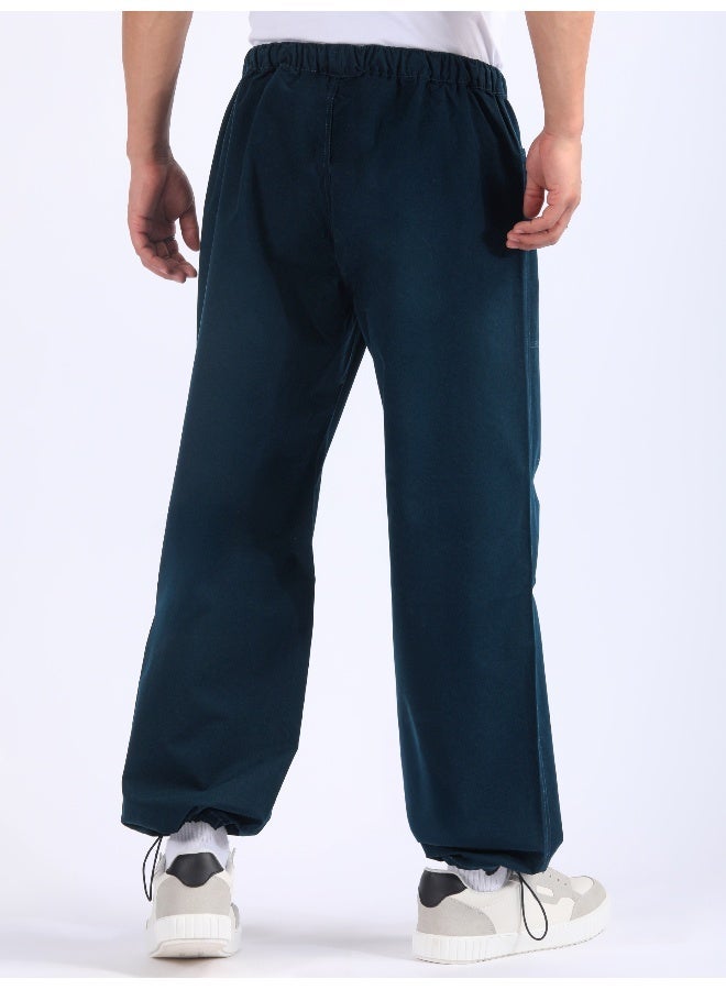 Beyoung Dark Blue Double Pleated Cargo Joggers - Image 3