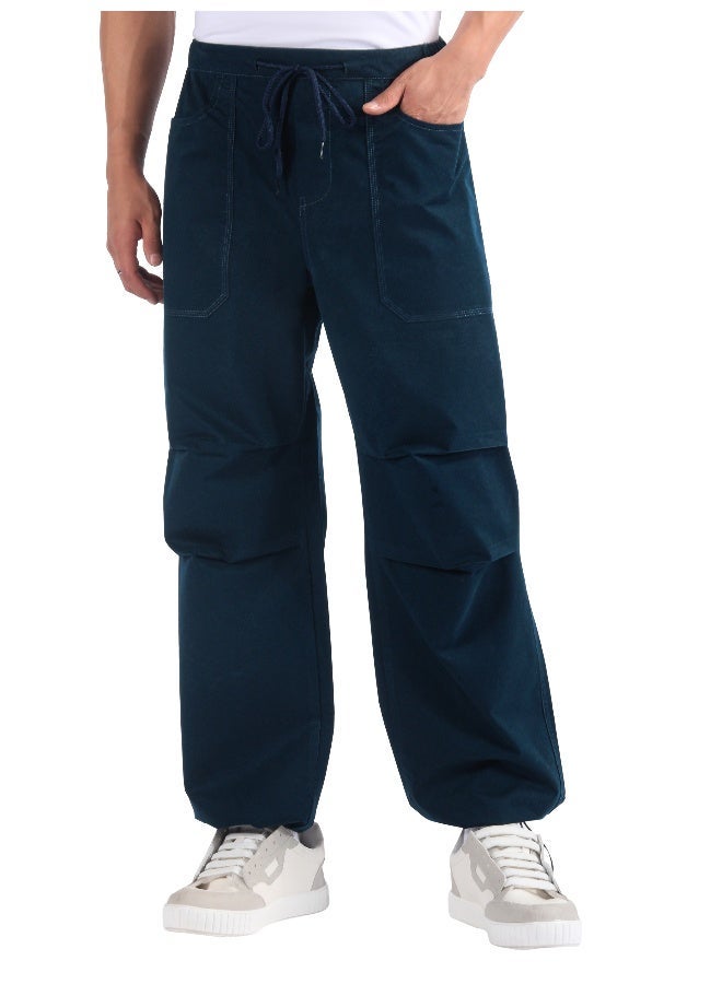 Beyoung Dark Blue Double Pleated Cargo Joggers - Image 2