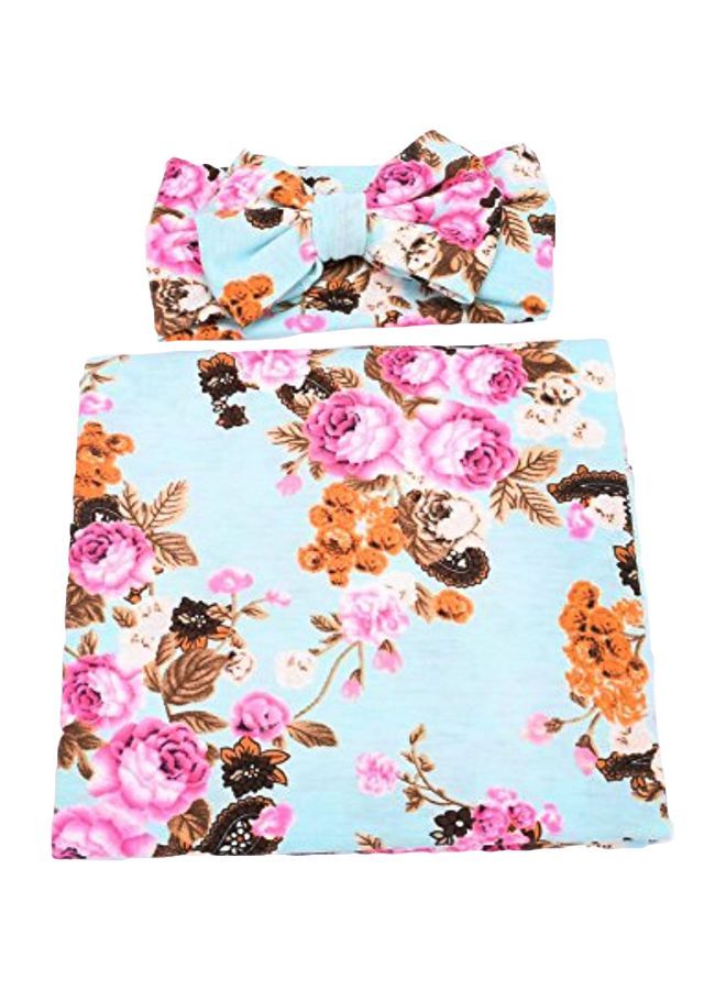 إسكدنيا طقم بطانية وربطة رأس بطبعة زهور - Image 1