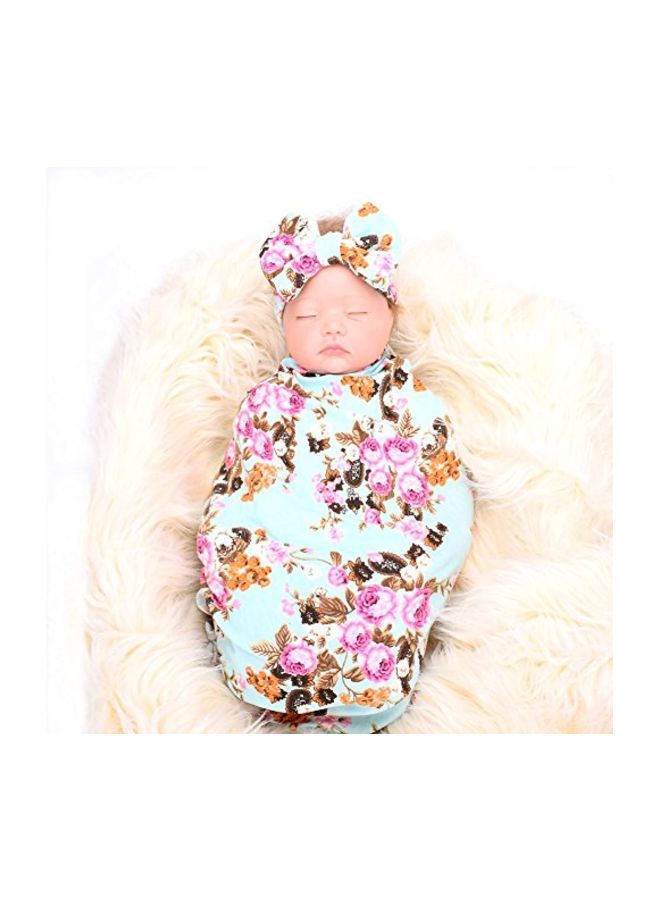 إسكدنيا طقم بطانية وربطة رأس بطبعة زهور - Image 4