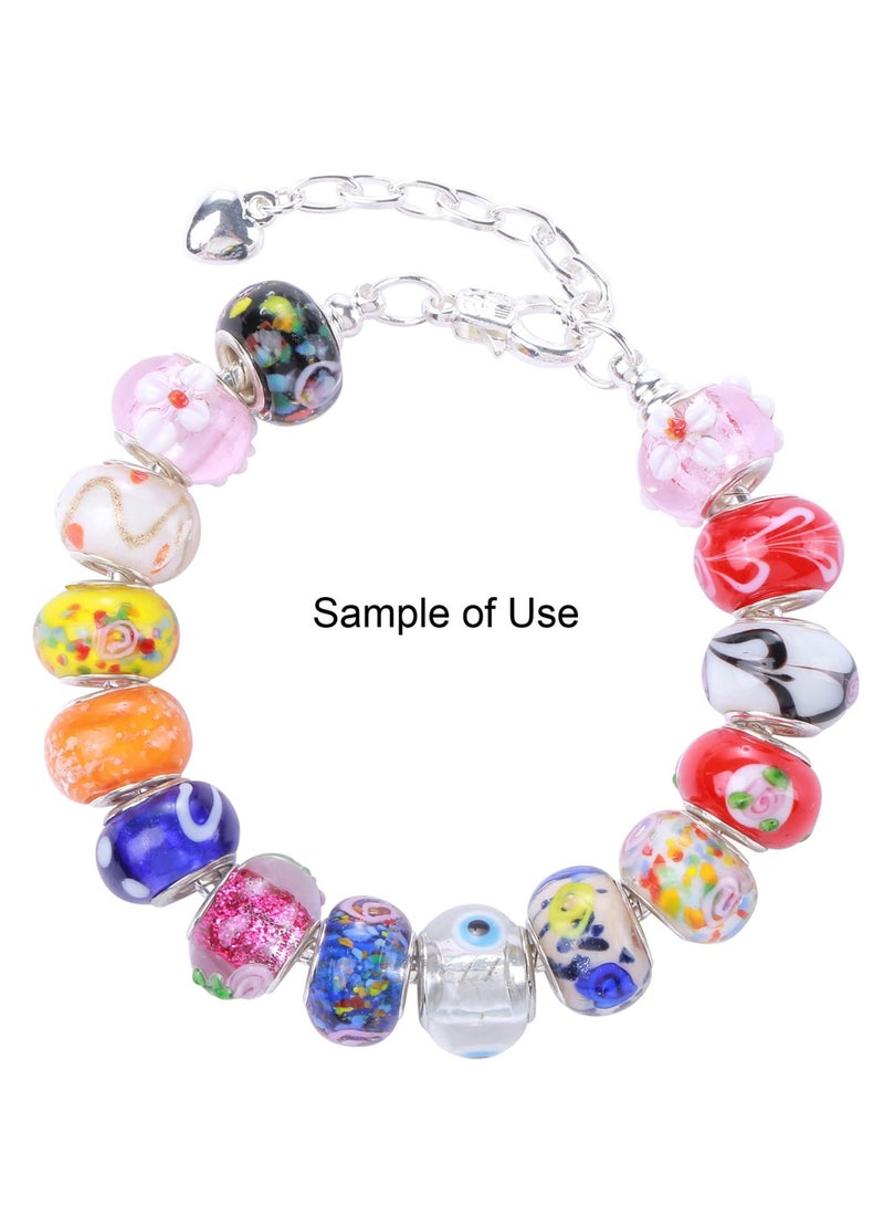 Murano Glass Beads Large Hole Beads European Lampwork Spacer Beads Silver Plated Cores Bracelet Charms for Jewelry Making 50 Pcs Mix - Image 3