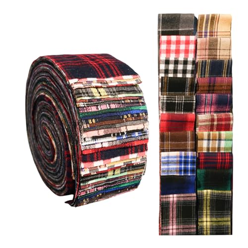 Phantomon Jelly Roll Fabric 40 Strip Assorted Fabric Bundle Precut Cotton Quilting Strips 25 x 40 in Tartan Checkered Prints for Sewing Blanket Rug Patchwork - Image 1