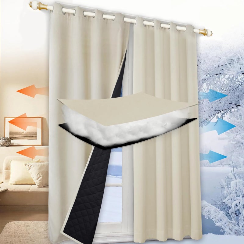 Red Thermal Insulated 100 Blackout Curtains Thicken Winter Eyelet Curtains 54x63 Inch - Image 4