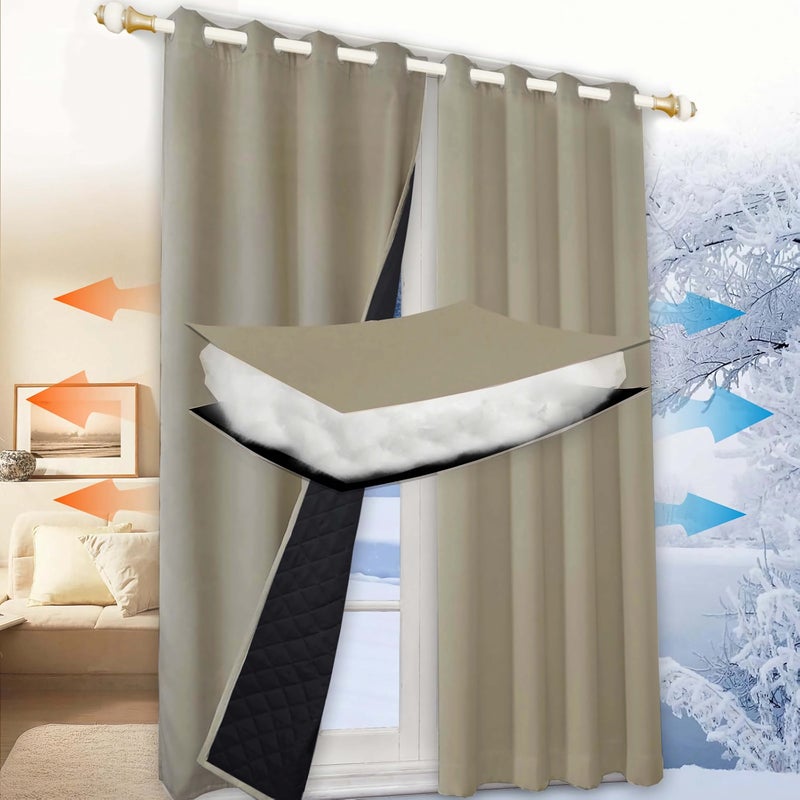 Red Thermal Insulated 100 Blackout Curtains Thicken Winter Eyelet Curtains 54x63 Inch - Image 3