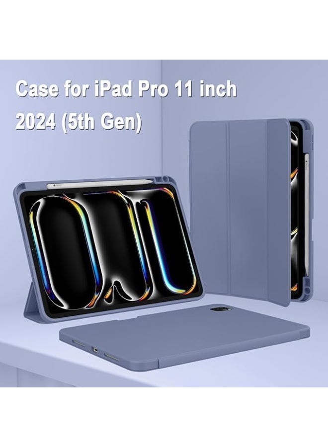 iPad Pro 11-inch Case Compatible With M4 (5th Generation) - Stand With Pencil Holder, TPU Back Shockproof for iPad 2024 (Lavender) - Image 2