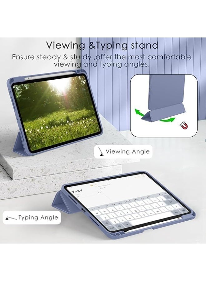 iPad Pro 11-inch Case Compatible With M4 (5th Generation) - Stand With Pencil Holder, TPU Back Shockproof for iPad 2024 (Lavender) - Image 3