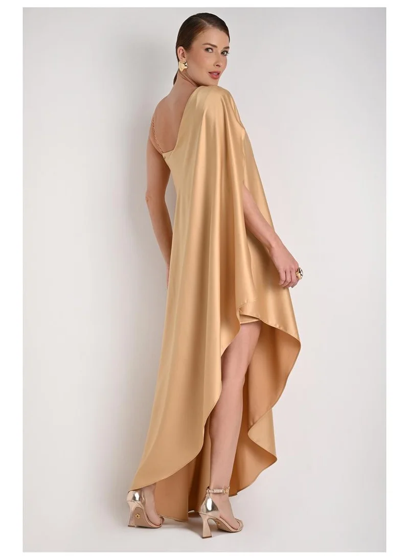 Carmen Steffens  Asymmetric Glam Gold Dress for Women | Best Price UAE