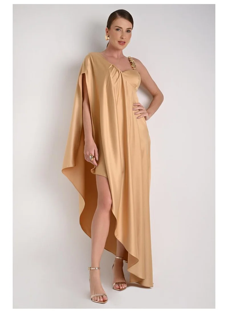 Asymmetric Glam Gold Dress