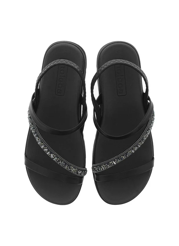 MOLECA Moleca Ladies Sandals With Back Strap Black | Made In Brazil
