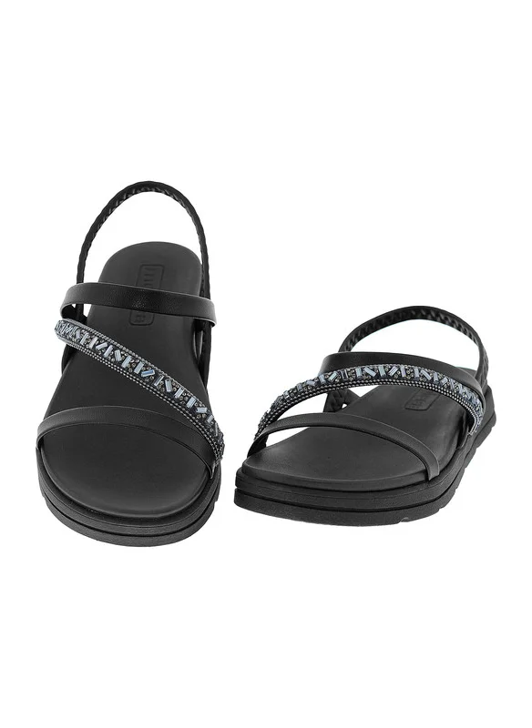 MOLECA Moleca Ladies Sandals With Back Strap Black | Made In Brazil