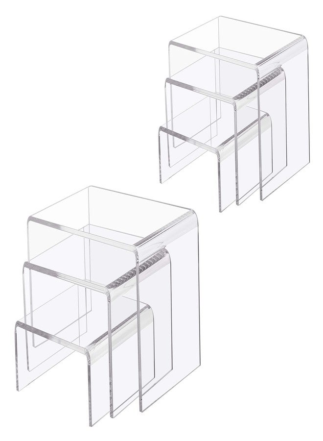 Jusalpha 6 -Piece Strong Clear Acrylic Rectangular Riser For Retail, Shelf Showcase Fixtures for Jewelry, Display Stand for Amiibo Funko POP Figures, Cupcakes, Food Display (2) - Image 1