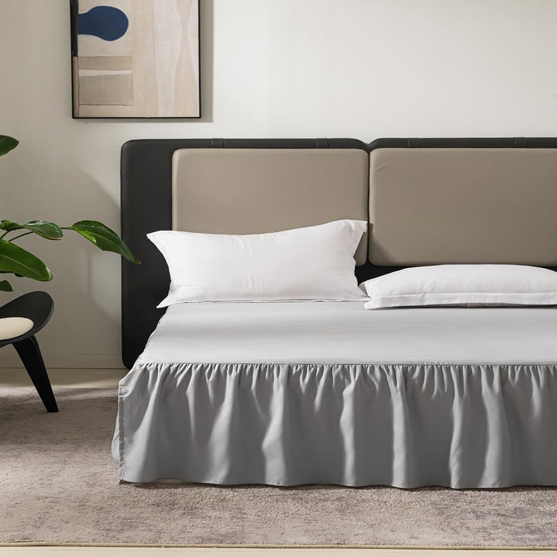 TSUTOMI Bed Skirt Queen Size Ruffled Bed Skirt with Split Corners  Queen Bed Skirt 16 Inch Drop  TSUTOMI Queen Size Bed Skirt Light Grey for Ruffled Bed Skirt with Split Corners  Bed Skirt Queen Size - Image 2