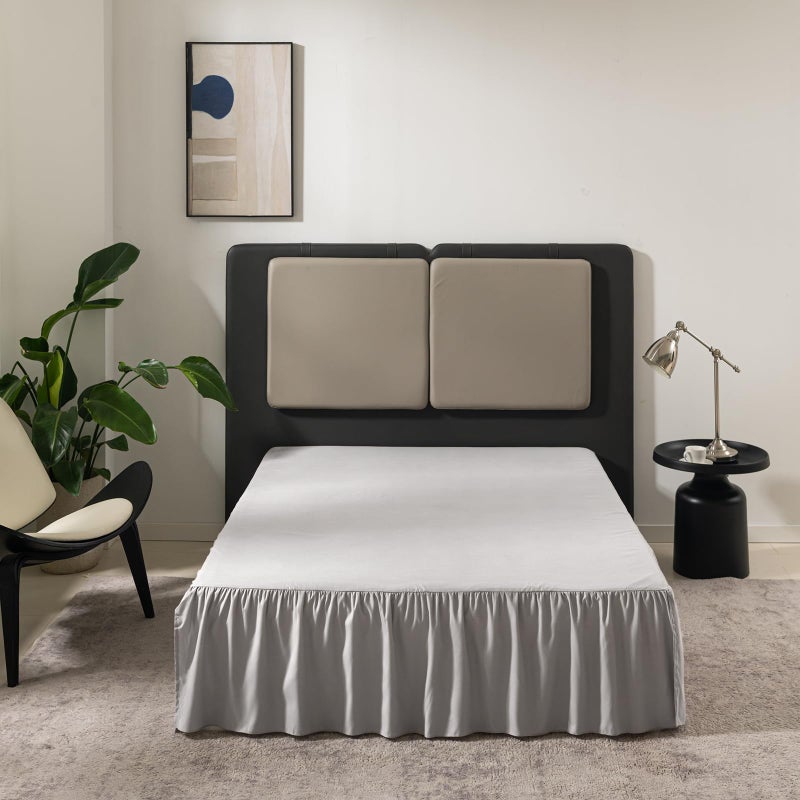 TSUTOMI Bed Skirt Queen Size Ruffled Bed Skirt with Split Corners  Queen Bed Skirt 16 Inch Drop  TSUTOMI Queen Size Bed Skirt Light Grey for Ruffled Bed Skirt with Split Corners  Bed Skirt Queen Size - Image 1