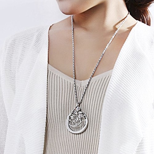 GREUS Necklace Magnifying Glass Reading Glasses Pendant Jewelry Optical Magnifier with Chain Necklace Neckglasses Portable Monocle for Reading Collecting Library - Image 2
