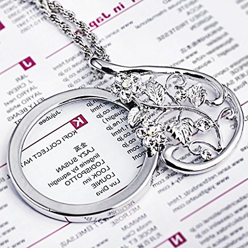 GREUS Necklace Magnifying Glass Reading Glasses Pendant Jewelry Optical Magnifier with Chain Necklace Neckglasses Portable Monocle for Reading Collecting Library - Image 4
