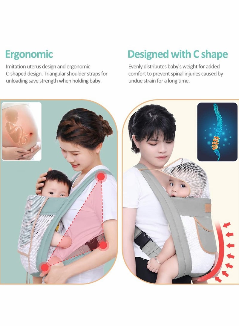 Excefore Lightweight Breathable Baby Carrier, Double Layer Mesh Baby Sling, for All Seasons Baby Wrap Carrier for Newborns from Birth 3-30 Months - Image 3
