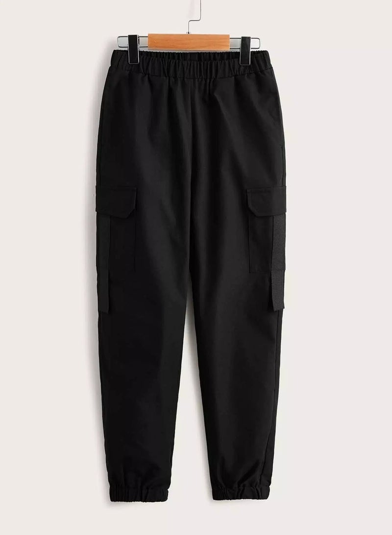 Boys Elastic Waist Flap Pocket Pants - Image 1