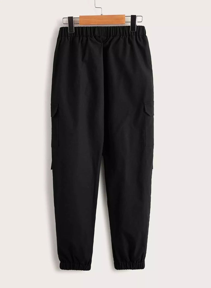Boys Elastic Waist Flap Pocket Pants - Image 2