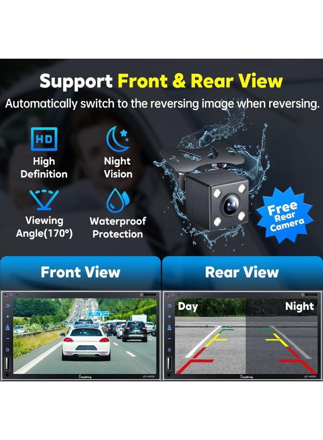 SJOYBRING Double Din Car Stereo with Wireless Apple Carplay, Android Auto, 7 Inch Full HD Capacitive Touchscreen - Bluetooth, 4-Channel RCA, High Power, Subwoofer, Backup Camera, Steering Wheel, FM/AM Car Radio - Image 5
