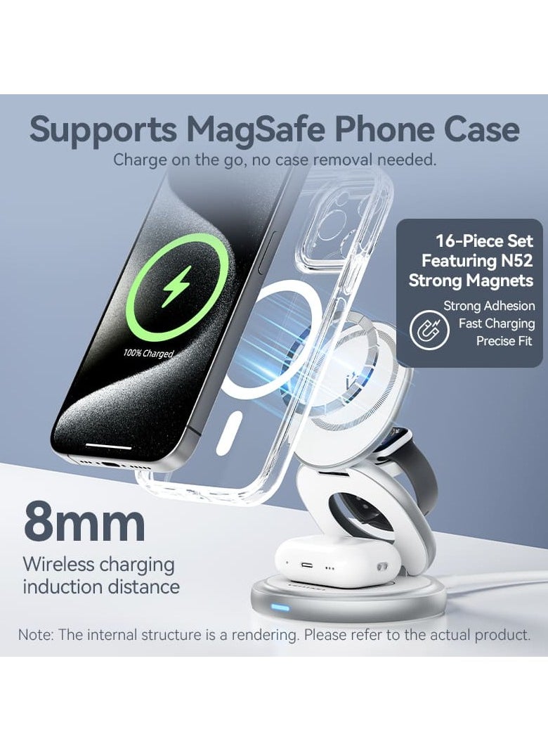 VENTION - Vention 3-in-1 15W Wireless Charger Stand with MagSafe Silver - Image 1