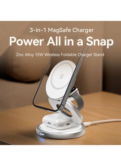 VENTION Vention 3-in-1 15W Wireless Charger Stand with MagSafe Silver  - Image 2