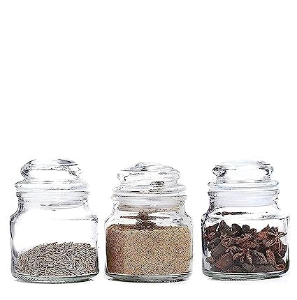 Le Chiic Pack of 6 100ml Glass Jars with Airtight Lids Ideal for Herbs Spices Jams Cookies Biscuits Masala Storage Clear Glass Storage Jars for Kitchen and Pantry - Image 2