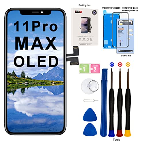 EFAITHFIX for iPhone 11 Pro Max Screen Replacement OLED 6.5 Inch [NOT LCD] Display 3D Touch Frame Assembly Digitizer with Repair Kit Screen Protector Waterproof Adhesive for Model A2161, A2220, A2218 - Image 1