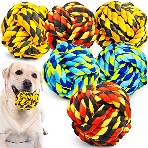 SHARLOVY Dog Toys for Aggressive Chewers Dog Balls for Large Breeds Heavy Duty Cotton Rope Chew Toys with Tough Twisted for Medium Breeds 6 Pack Indestructible Chew Toys - Image 1