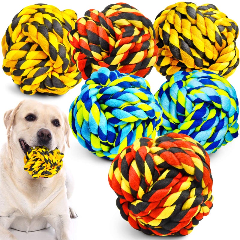 SHARLOVY Dog Toys for Aggressive Chewers Dog Balls for Large Breeds Heavy Duty Cotton Rope Chew Toys with Tough Twisted for Medium Breeds 6 Pack Indestructible Chew Toys - Image 2